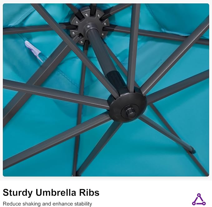 PURPLE LEAF Patio 11.5' x 11.5' Telescopic Umbrella - Image 8