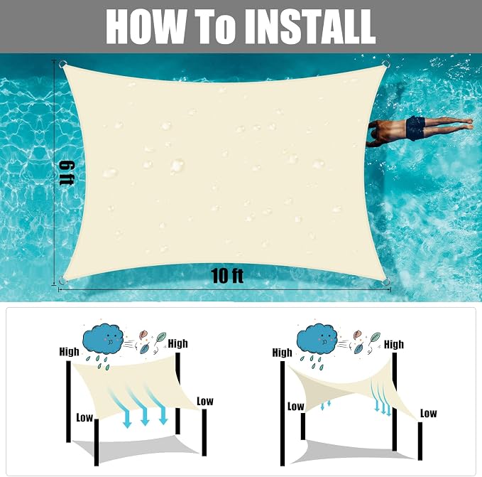 Neween Waterproof Sun Shade Sail Rectangle UV Block Canopy - Image 5
