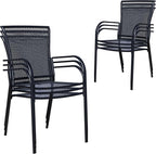 Patio Dining Chairs Set of 6, Metal Mesh Patio Furniture Set by Home