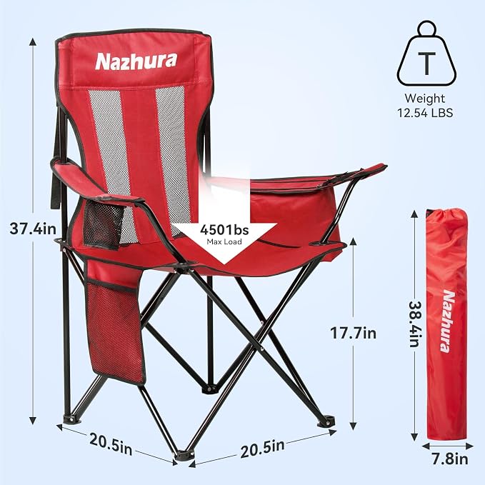 Nazhura 4 Pack Outdoor Camping Chairs Folding/Foldable/Portable - Image 3