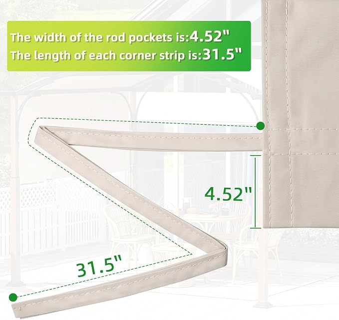 NOVINO Pergola Replacement Canopy, 17x10ft Waterproof Pergola Shade Cover | - Image 7