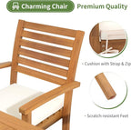Stackable Patio Dining Chairs Set of 6, Acacia Wood, Stackable Design - Image 4