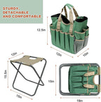 Folding Gardening Stool with Detachable Storage Tote Bag, Gardening Tools Set - Image 3