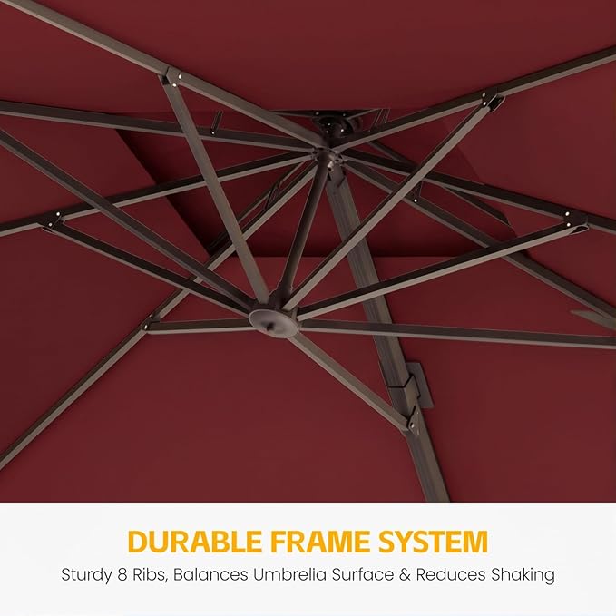 9x12 FT Patio Cantilever Umbrella, Rectangular Heavy Duty Offset Umbrella - Image 6