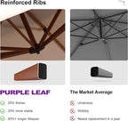 PURPLE LEAF Cantilever Umbrella 11ft Wood-Grain Finish, Heather Taupe | Block - Image 8