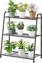 3-Tier Corner Plant Stand, Metal Black Flower Pot Rack, Indoor Outdoor Heavy by Wieghda