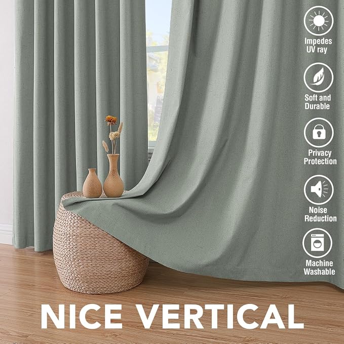 H.VERSAILTEX Bedroom Curtains Blackout Linen Blackout Curtains 84 Inches Long - Image 7
