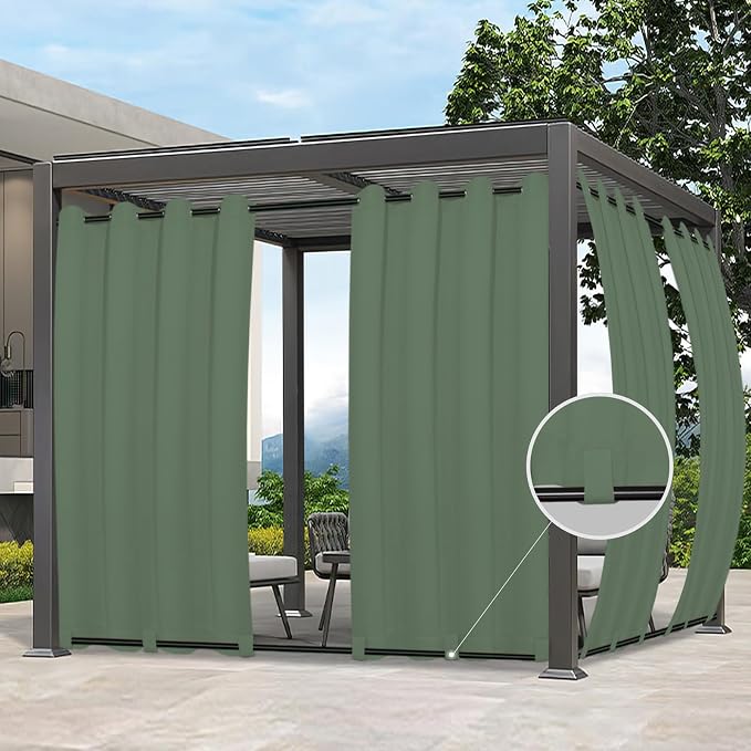 Easy-Going Outdoor Curtains for Patio 1 Panel, 54x120 inch, Sage Green | by Easy-Going