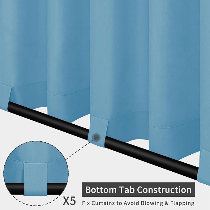 Easy-Going Outdoor Patio Curtains 2 Panels, 110x108 inch, Sky Blue | Privacy - Image 3