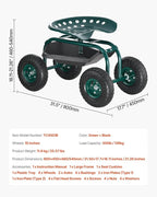 VEVOR Rolling Garden Cart with Swivel Seat, Heavy Duty Garden Seat with Storage - Image 7