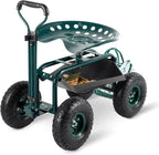 Garden Cart with Workseat Outdoor Gardening Carts with Seat, Heavy Duty Rolling by EnjoytheOutdoors