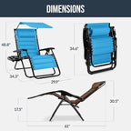 Best Choice Products Oversized Padded Zero Gravity Chair w/Canopy Headrest Cup - Image 2