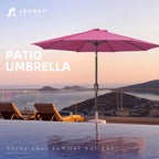 JEAREY 10 ft Outdoor Patio Umbrella w/Tilt and Crank, Rose Pink | 8 Sturdy Ribs - Image 7