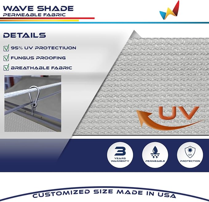 Windscreen4less 4' x 17' Retractable Sun Shade Canopy Cover Sliding Wave Shade - Image 3