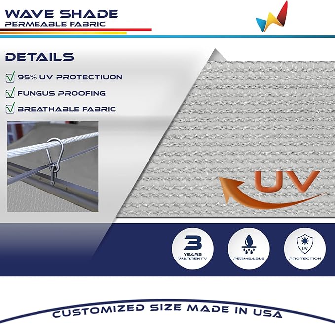 Windscreen4less 3' x 23' Retractable Sun Shade Canopy Cover Sliding Wave Shade - Image 3