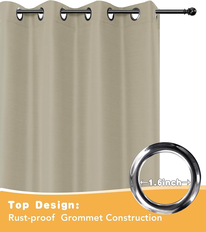 HolidayIdeas Outdoor Curtains for Patio Waterproof 4 Pcs 54x95 Inch Taupe | - Image 4