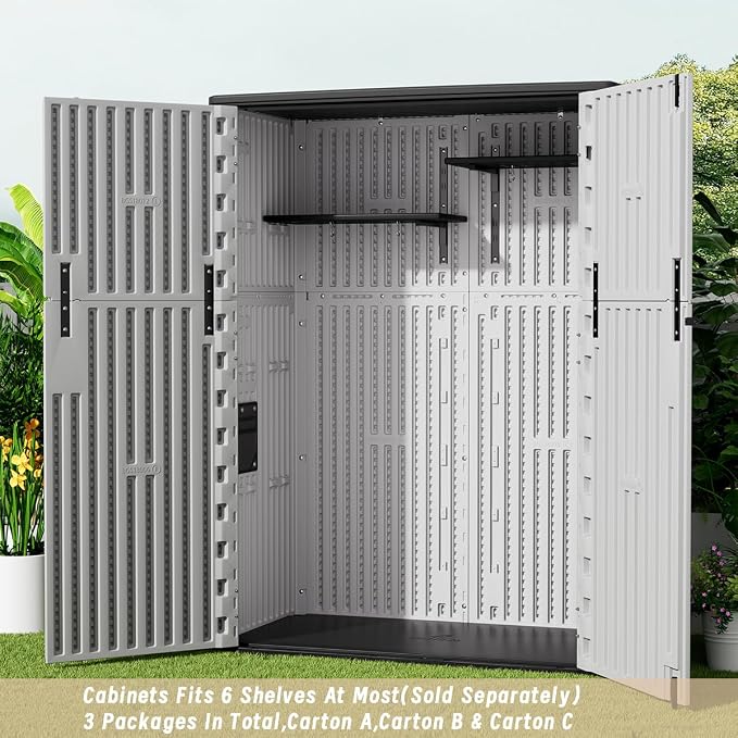 KINYING Outdoor Vertical Storage Shed, 57 Cu.ft Outdoor Storage Cabinet - Image 8
