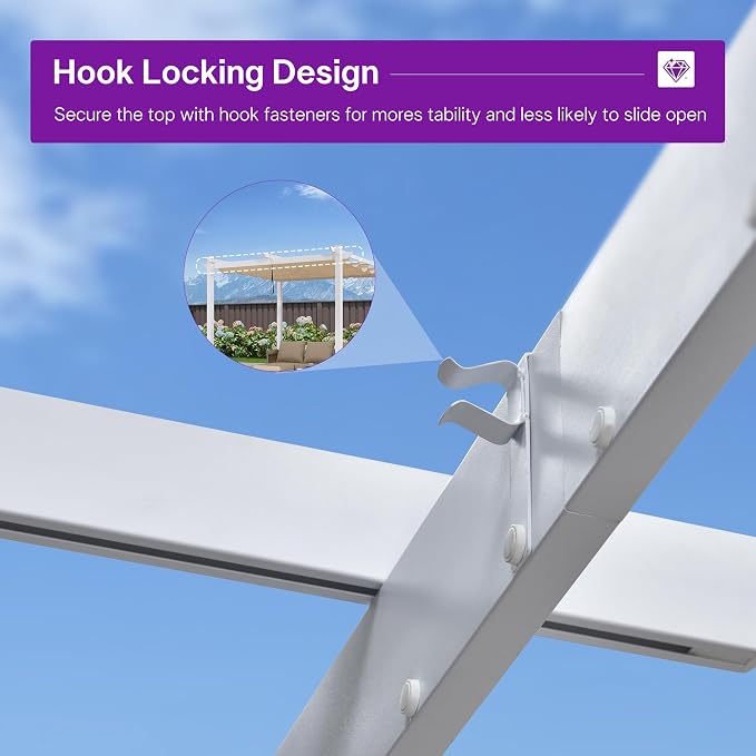 PURPLE LEAF Outdoor Pergola 10' x 10' White Pergola, Double Canopy, Khaki | - Image 8