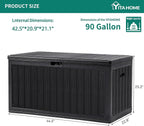 YITAHOME 90 Gallon Large Deck Box | Double-Wall Resin Outdoor Storage Boxes - Image 7
