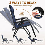 Yaheetech 26" Zero Gravity Recliners Adjustable Set of 2, Cup Holder Trays and - Image 4