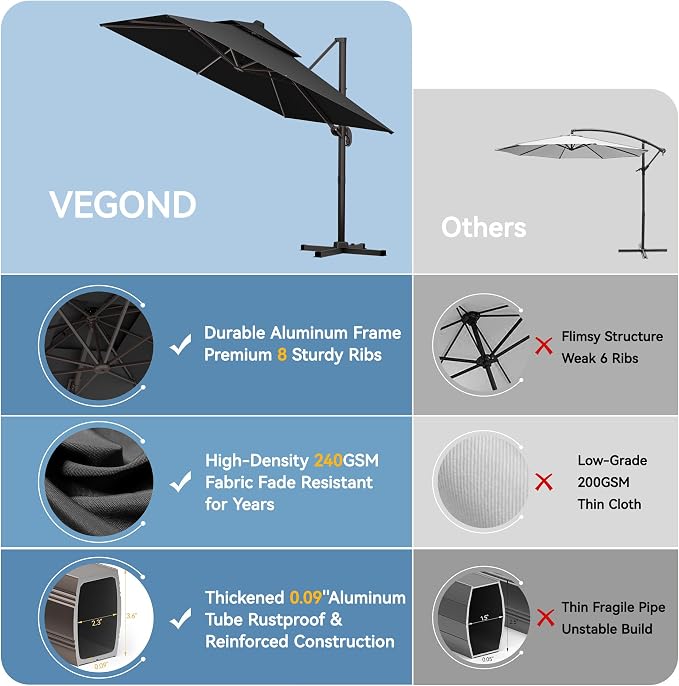 9x12 FT Patio Cantilever Umbrella - Image 2