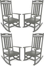 Outdoor Rocking Chair Set of 4, All-Weather Resistant Poly Lumber Rocker Chair by Adiromoti