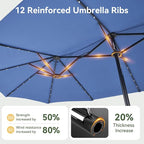 Aoxun 15ft Patio Umbrella with Base & Solar LED Lights, Outdoor Double-Sided - Image 7