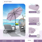 Midtown Umbrellas 10-Year-No-Fade - 8 Ft - UV Proof Purple/White Stripes Fabric - Image 5