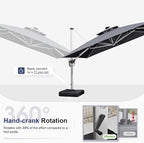 PURPLE LEAF Cantilever Umbrella 10' X 13' Double Top Solar LED Light, Stays - Image 7