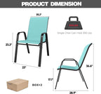 Light Blue Patio Chairs Set of 4, Stackable Outdoor Dining Chairs - Image 2