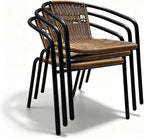 4 Stackable Wicker Patio Chairs, Weather-Resistant Outdoor Seating - Image 6