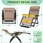Suteck Oversized Zero Gravity Chair, 500LBS 33" XXL Reclining Lounge Chairs | - Image 2