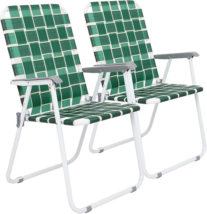 VINGLI Patio Lawn Webbed Folding Chairs Set of 4, Outdoor Beach Chair Portable by VINGLI