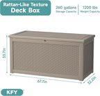 260 Gallon Waterproof Outdoor Storage Box, UV Resistant Resin Deck Box - Image 2