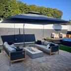 PURPLE LEAF Cantilever Umbrella 9' X 12' Patio Umbrella Double Top Grey | by PURPLELEAF