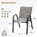 Patio Chairs Set of 6, Stackable Outdoor Chairs - Image 3