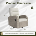 Oversized Wicker Outdoor Swivel Glider Recliner - Image 2