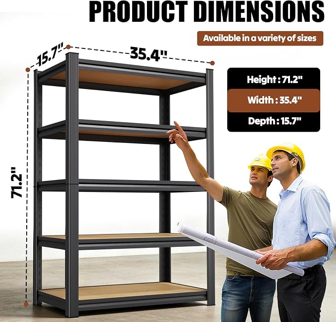 71.2''H Storage Shelves, Wood Garage Shelving, Adjustable Heavy Duty Shelving - Image 2