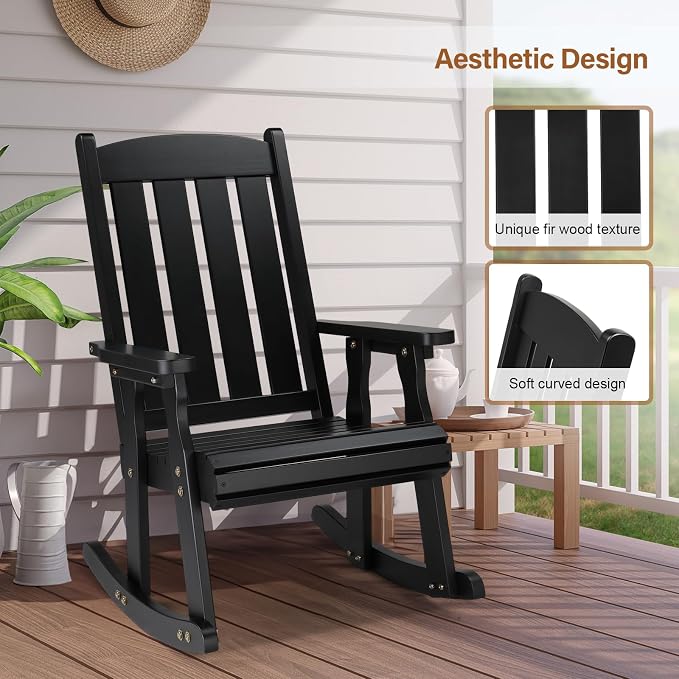 VINGLI Outdoor Rocking Chair Set of 2, Heavy Duty 600 LBS Rocker, Weatherproof - Image 5