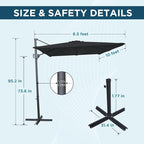 10FT Outdoor Offset Umbrella, Cantilever Patio Umbrella - Image 2
