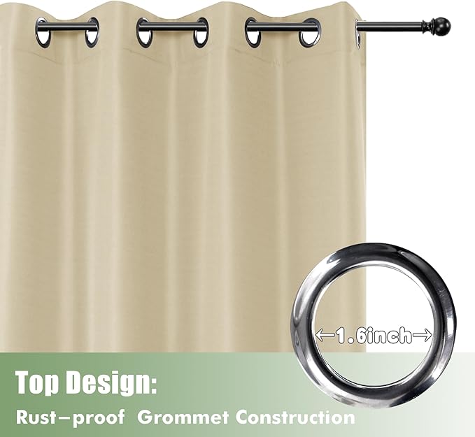 HolidayIdeas Outdoor Curtains for Patio Waterproof 8 Pcs 54x84 Inch Cream | - Image 4
