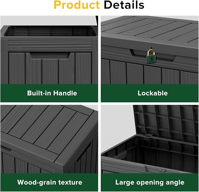 46 Gallon Outdoor Deck Box, Lockable Waterproof Outdoor Storage Boxes - Image 4