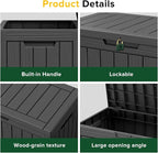 46 Gallon Outdoor Deck Box, Lockable Waterproof Outdoor Storage Boxes - Image 4