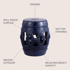 JONATHAN Y Lucky Coins 16" Ceramic Garden Stool Side Table, Drum Shape - Image 5