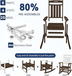 Oversized HDPE Outdoor Rocking Chair Set of 2, All-Weather, Coffee | Heavy Duty - Image 9