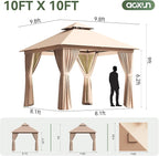 Aoxun 10x10FT Metal Frame Outdoor Gazebo, Khaki | UPF50+ Protection 50×50mm - Image 6