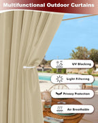 Grommet Outdoor Curtains for Patio Waterproof 8 Pcs 54x120 In Cream | - Image 3