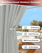Grommet Outdoor Curtains for Patio Waterproof 8 Pcs 54x108 In Silver Grey | - Image 3