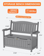 YEFU Outdoor Bench, Heavy Duty Garden Storage Bench, Weatherproof, Weatherproof - Image 2