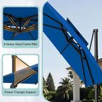 12×12 FT Double-Top Cantilever Patio Umbrella, Royal Blue | Square Offset - Image 4
